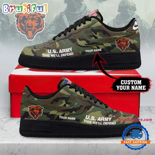 Chicago Bears NFL US Army Custom Air Force 1 Shoes Sneaker