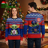 Chicago Cubs Baby Yoda Holding Baseball Ugly Christmas Sweater