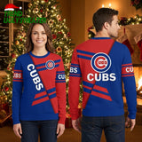 Chicago Cubs Bold Red And Blue Stripes Ugly Christmas Sweater
