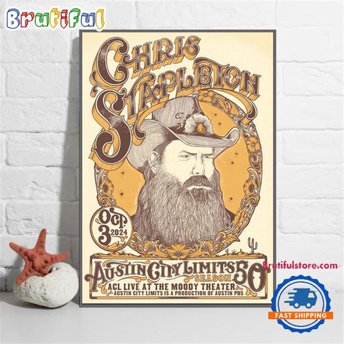 Chris Stapleton Oct 3 2024 Live At The Moody Theater Austin TX Artist Wall Art Poster Canvas