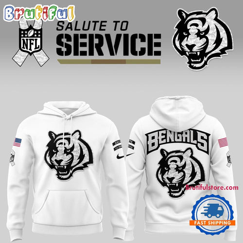 Cincinnati Bengals 2024 NFL Salute to Service New Design White Hoodie