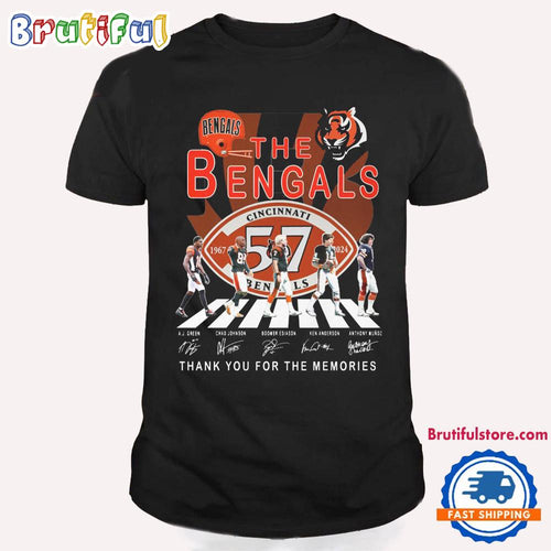 Cincinnati Bengals 57 Year 1967-2024 Go On The Road Signature Design T Shirt