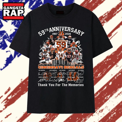 Cincinnati Bengals 59th Anniversary 1967 2026 Signatures Vintage T Shirt