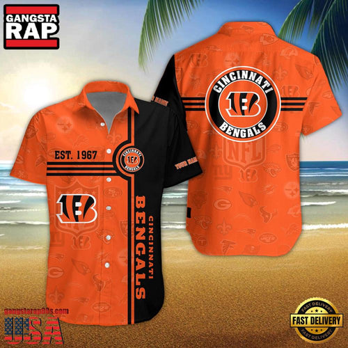 NFL Cincinnati Bengals Logo Team Custom Name New Design Hawaiian Shirt