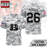 Cincinnati Bengals NFL Salute to Service Custom Name & Number Camo 3D Shirt, Football New Design Shirt