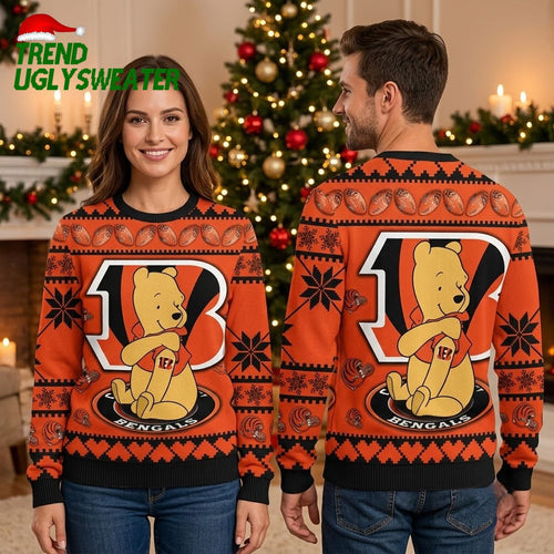 Cincinnati Bengals Winnie The Pooh Hug Ugly Christmas Sweater
