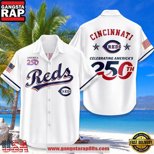 Cincinnati Reds USA Flag 250 Years of Freedom Anniversary 1776-2026 Summer Hawaiian Shirt
