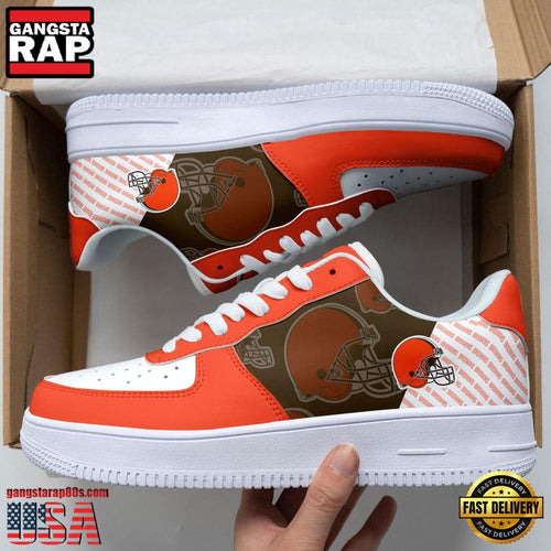 NFL Cleveland Browns Basic Pattern Football New Design Air Force 1 Running Sneakers Shoes