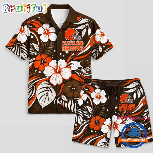 Cleveland Browns NFL Floral Summer Hawaiian Set