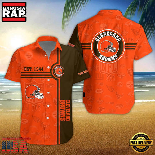 NFL Cleveland Browns Logo Team Custom Name New Design Hawaiian Shirt
