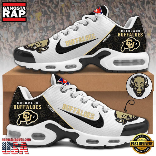 NCAA Custom Name Colorado Buffaloes Football Mascot Symbol Air Max Plus Shoes Running Sneakers