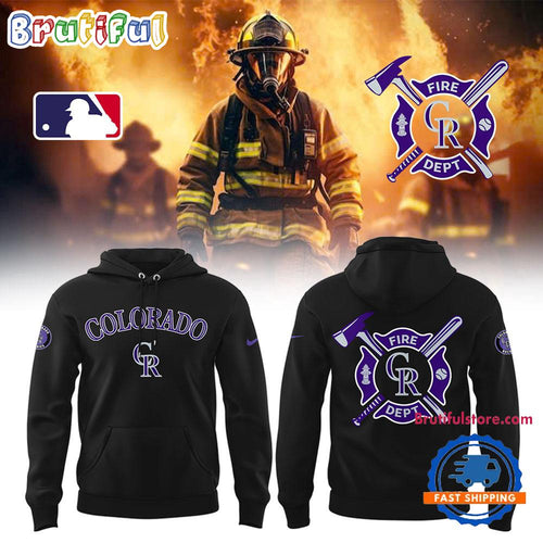 Colorado Rockies x Firefighter Appreciation Night Black Hoodie T-Shirt