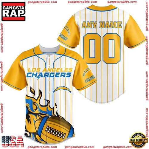 NFL Custom Name Number Los Angeles Chargers Baseball Jersey Shirt