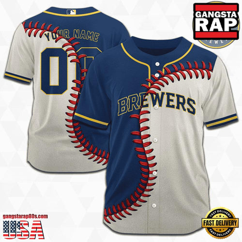 MLB Custom Name Number Milwaukee Brewers Baseball Jersey