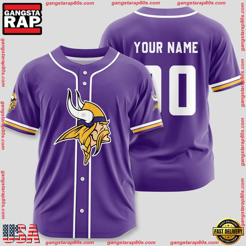 NFL Custom Name Number Minnesota Vikings Sport Baseball Jersey Shirt