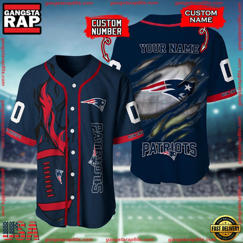 NFL Custom Name Number New England Patriots Football Team Baseball Jersey Shirt