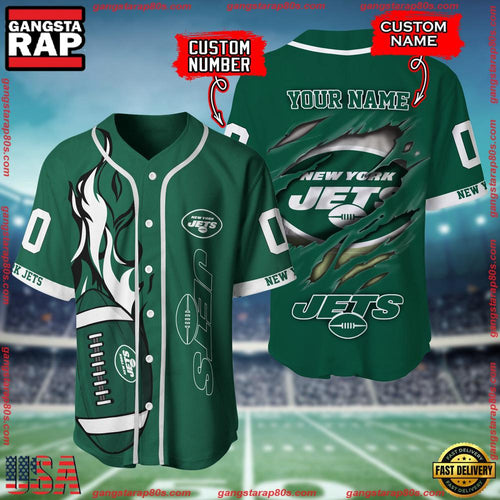 NFL Custom Name Number New York Jets Football Team Baseball Jersey Shirt