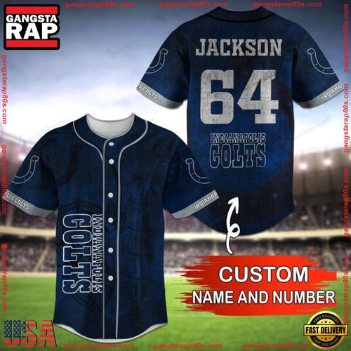 NFL Custom Name Number Indianapolis Colts Baseball Jersey Shirt