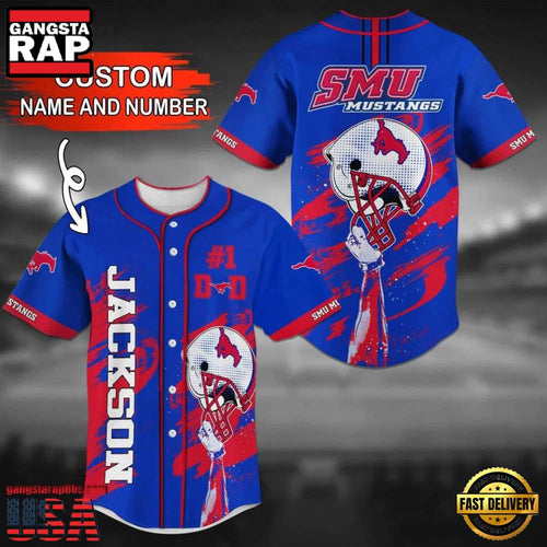 Personalized SMU Mustangs Summer Baseball Jersey Shirt