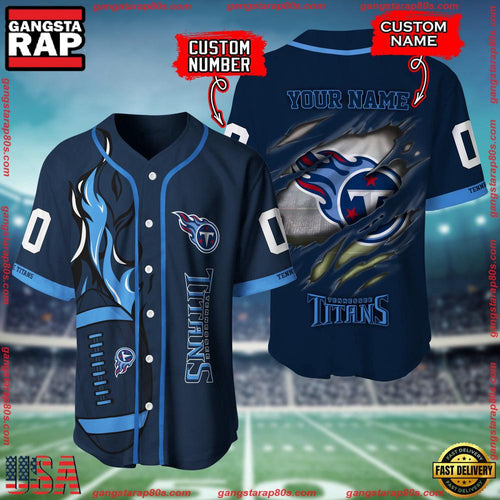 NFL Custom Name Number Tennessee Titans Football Team Baseball Jersey Shirt