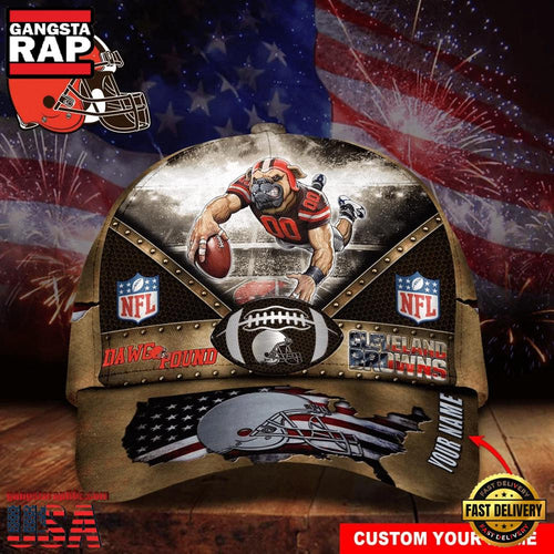 NFL Custom Name Cleveland Browns Super Bowl LIX 2025 Baseball Cap