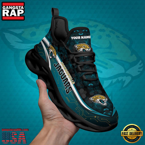 NFL Custom Name Jacksonville Jaguars Team Logo New Design Max Soul Shoes Running Sneakers