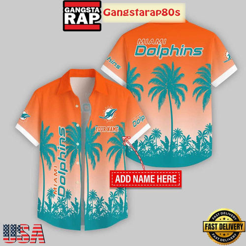 Custom Name Miami Dolphins Flowers Aloha Hawaiian Shirt
