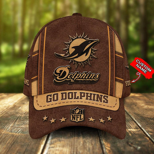 NFL Custom Name Miami Dolphins Team Sport Baseball Cap