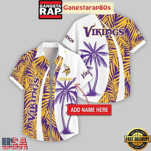 Custom Name Minnesota Vikings Coconut Pattern Aloha Hawaiian Shirt