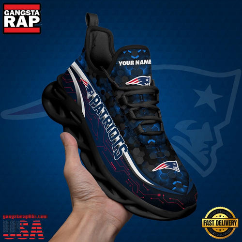 NFL Custom Name New England Patriots Team Logo New Design Max Soul Shoes Running Sneakers