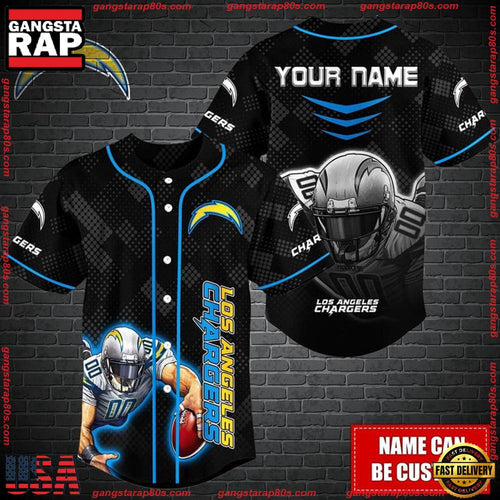 NFL Custom Name Los Angeles Chargers Mascot Baseball Jersey