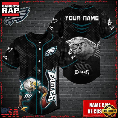 NFL Custom Name Philadelphia Eagles Mascot Baseball Jersey