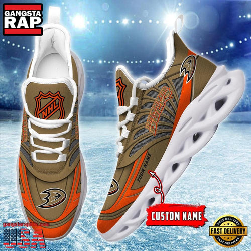 NHL Custom Name Anaheim Ducks Team Logo Design Max Soul Shoes Running Sneakers