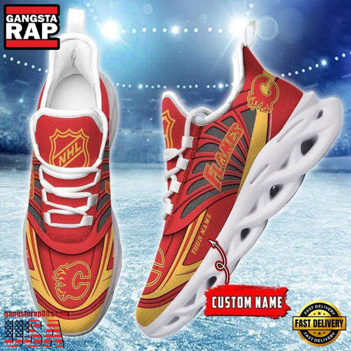 NHL Custom Name Calgary Flames Team Logo Design Max Soul Shoes Running Sneakers