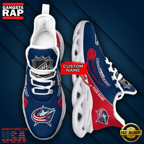 NHL Custom Name Columbus Blue Jackets Team Sport Max Soul Shoes