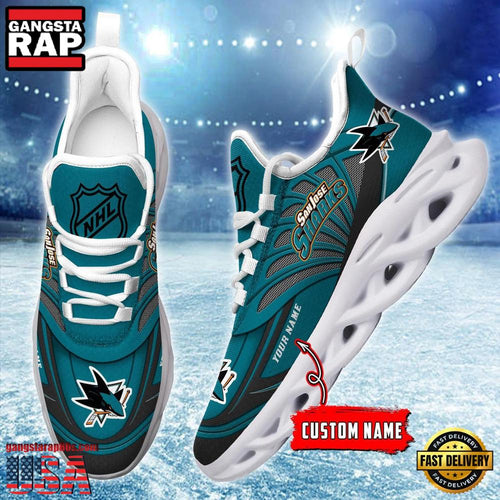 NHL Custom Name San Jose Sharks Team Logo Design Max Soul Shoes Running Sneakers