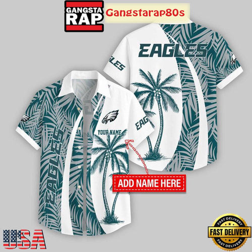 Custom Name Philadelphia Eagles Coconut Pattern Aloha Hawaiian Shirt