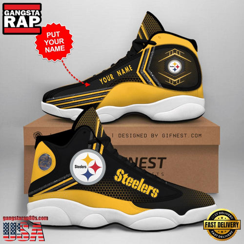NFL Custom Name Pittsburgh Steelers New Design Air Jordan 13 Running Sneakers For Men Women