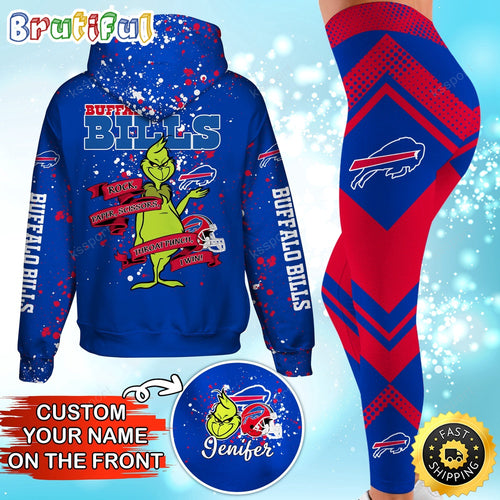 Custom NFL Buffalo Bills Hoodie Leggings The Grinch Hoodie Rock Paper Scissors Throat Punch I Win