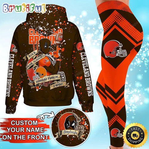 Custom NFL Cleveland Browns Hoodie Leggings Rock Paper Scissors Throat Punch I Win Hoodie
