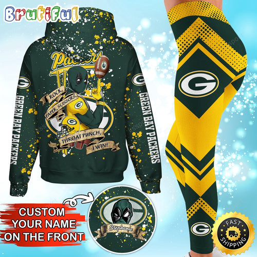 Custom NFL Green Bay Packers Hoodie Leggings Rock Paper Scissors Throat Punch I Win Hoodie