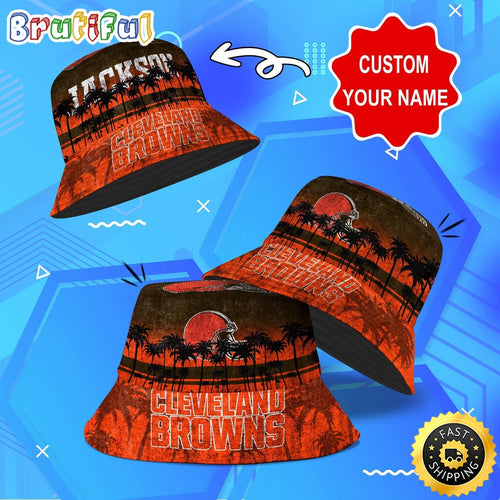 Customized NFL Cleveland Browns Bucket Hat Palm Tree NFL Bucket Hat