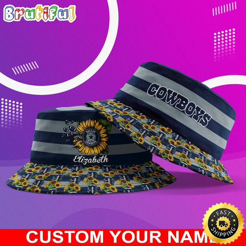 Customized NFL Dallas Cowboys Bucket Hat Sunflower NFL Bucket Hat