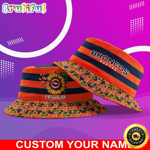 Customized NFL Denver Broncos Bucket Hat Sunflower NFL Bucket Hat