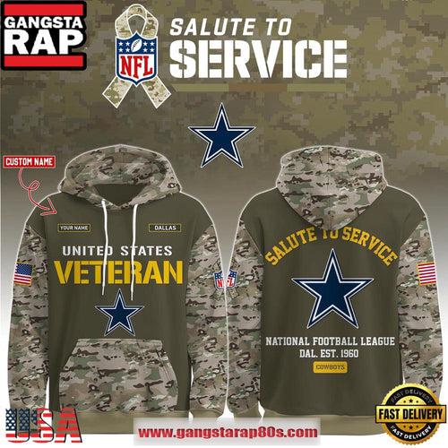 Dallas Cowboys NFL Veteran Birthday 2025 Custom Name Unisex Hoodie