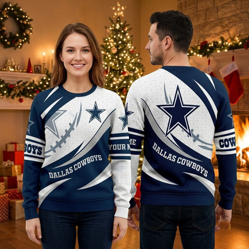 Dallas Cowboys Football Laces Custom Name Sweater