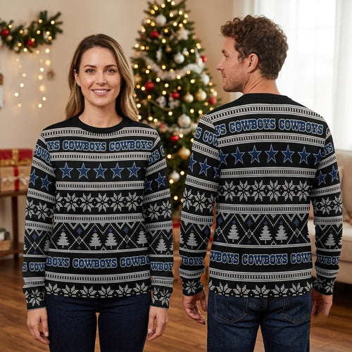 Dallas Cowboys Star And Snowflake Knit Christmas Sweater