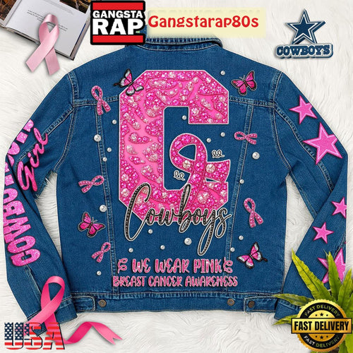 Dallas Cowboys We Wear Pink Breast Cancer Awareness Limited Edition Denim Jacket