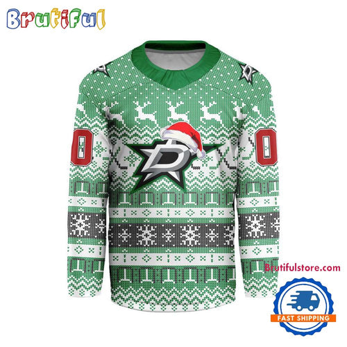 Dallas Stars 2025 NHL Christmas Personalized Hockey Jersey Design