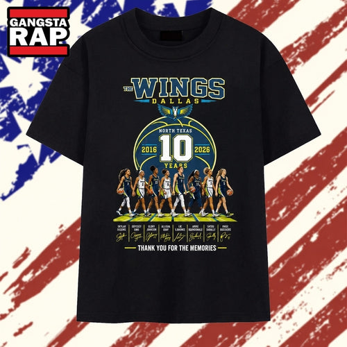 Dallas Wings 10th Anniversary 2016 2026 Signatures WNBA T Shirt
